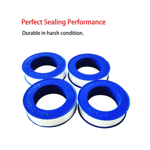 Four rolls of Five Roll Pack Of PTFE Thread Seal Tape One Half Inch Wide Each 520 Inches Long For Water Pipes And Shower Heads