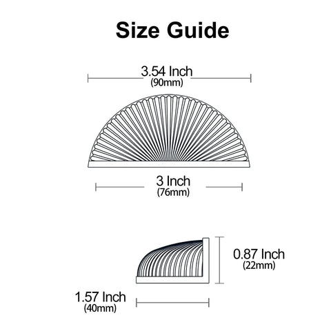 Size guide for Oil Rubbed Bronze Cabinet Pulls Set, 10 Pack, Three Inch Hole Centers, 90mm by 40mm, side and front view dimensions.