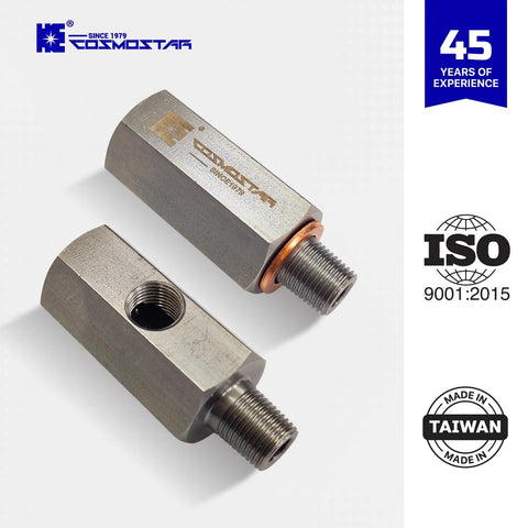 Cosmostar stainless steel 1/8 NPT tee oil pressure sensor adapter pair, 304 SS fittings