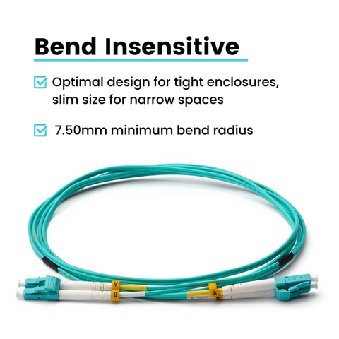 trueCABLE LC-LC OM4 fiber patch cable, 3m aqua duplex multimode 50/125µm, OFNR, UL listed