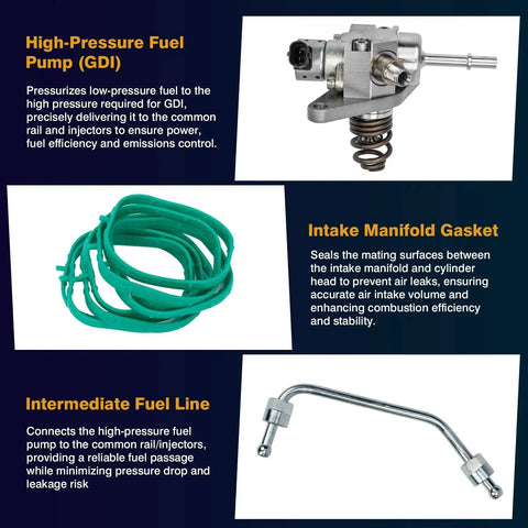 GDI High Pressure Fuel Pump Kit With 12626354 Intake Manifold Gaskets And 12677004 Intermediate Fuel Feed Pipe For GM Vehicles 2014-2020