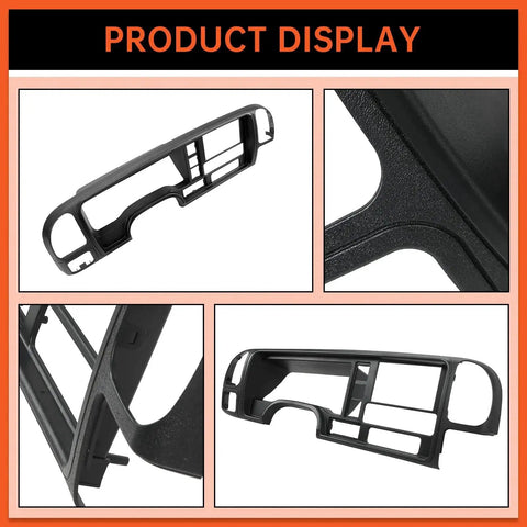 Double Din Dash Panel Bezel For 1995 1999 GMC Silverado Tahoe Suburban shown in various angles and close-up view