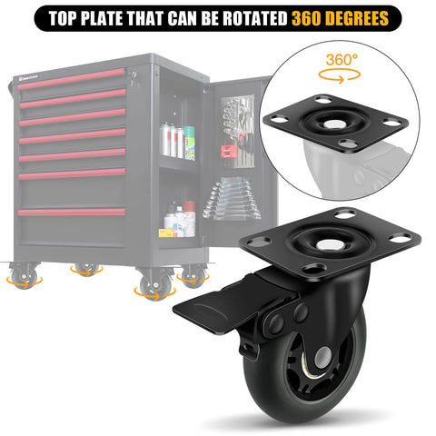 3" Casters Set of 4 - Heavy Duty Quiet Casters, Max Load 2000 lbs, Soft Wheels for Carts, Glide Smoothly and Protect Floors, Locking Furniture Casters - Canadian Ball Bearing Supplier.