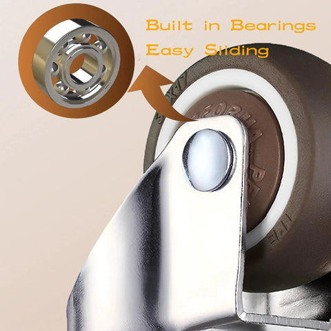 Close-up of 1 Inch Swivel Stem Threaded Casters With M8x15 Threaded Rod featuring TPR quiet wheels and built-in bearings.