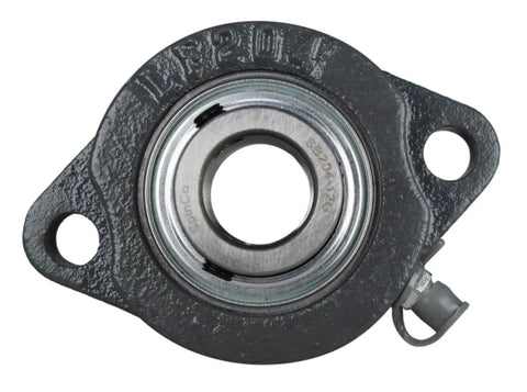 Front view of 3/4 Inch Light Duty Two Bolt Flange Bearing With Cast Iron Housing And Grease Zerk, showing mounting and lubrication features.