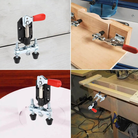 Push Pull Clamp Tool With Quick Toggle, 198 Lbs Clamping Force For Metal Plates And Circuit Boards in use on wood and metal surfaces