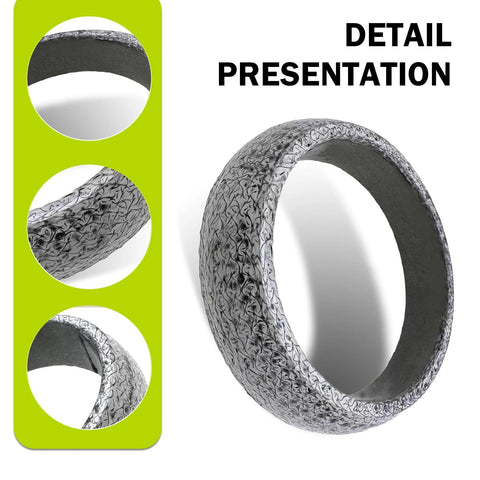 Exhaust gasket set, 2 pcs, graphite, 2.36 inch (60 mm) ID for exhaust manifold and muffler.