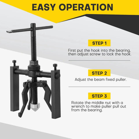 Three Jaw Inner Bearing Puller Set For Blind Bearings And Bushings Heavy Duty Gear Extractor with easy operation guide