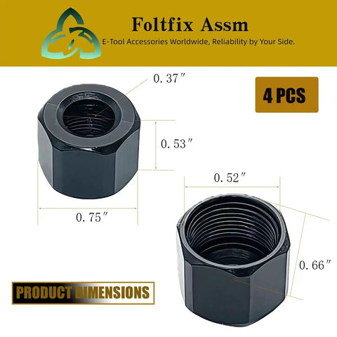 One Quarter Inch Collet Nut Replacement For Die Grinders And Sanders, Beefed-Up And Built To Last Direct Fit dimensions