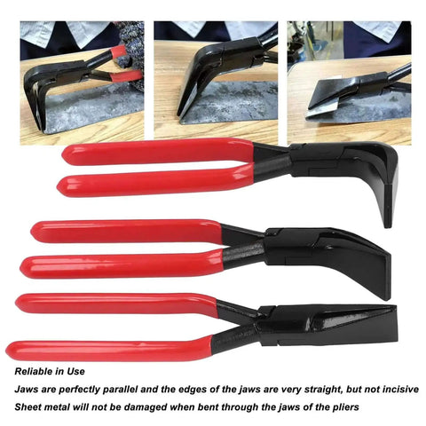 Three Angle Metal Bending Pliers Set With Straight 40mm Wide Jaws For Sheet Metal Flattening And Bending Featuring 45 Degree And 90 Degree Modes auto tool.