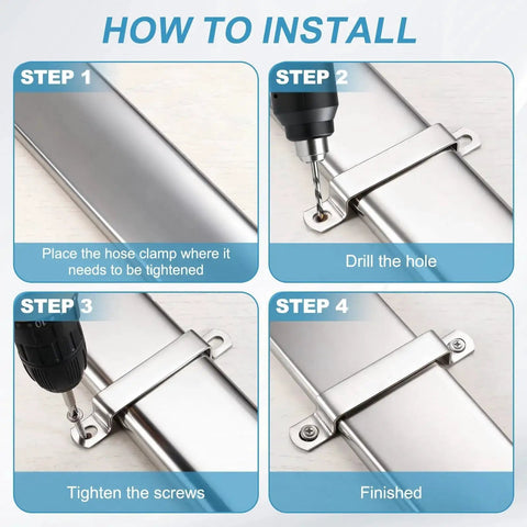 Installation guide for Square Pipe Clamp Set For 1-3/8 Inch Tubes In 304 Stainless Steel with U Shaped Connector Brackets