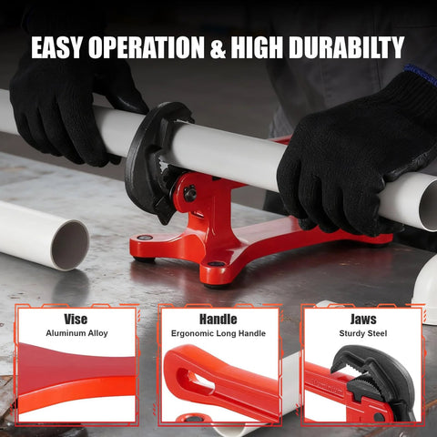Alwalkee portable pipe vise by Amazon, orange aluminum alloy clamp with 1/8-1-1/2 in capacity and ergonomic long-handle