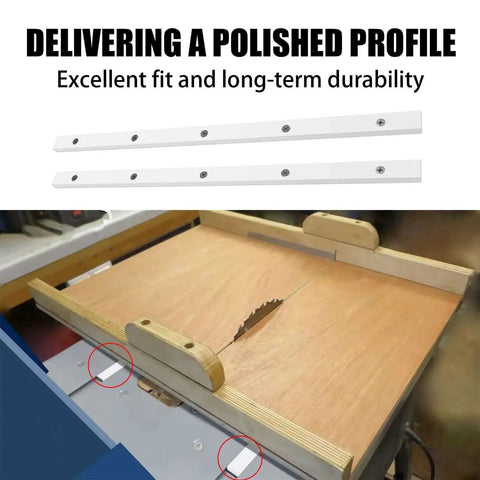 Pro Grade 2 Pack Crosscut Sled For Table Saw With Premium UHMW Miter Bar Runners 17 Inches Long Three Quarters Inch By Three Eighths Inch Pre Drilled Holes And Screws Ideal For U Tracks Router Table Bandsaw Coping Sled MGJ 105W showing table saw setup.