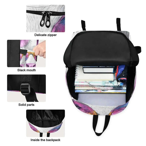 Dope Cow Print Sunglasses Portrait Backpack With Insulated Cooler Lunch Box And Scratch Resistant Nylon Multi Pocket Design