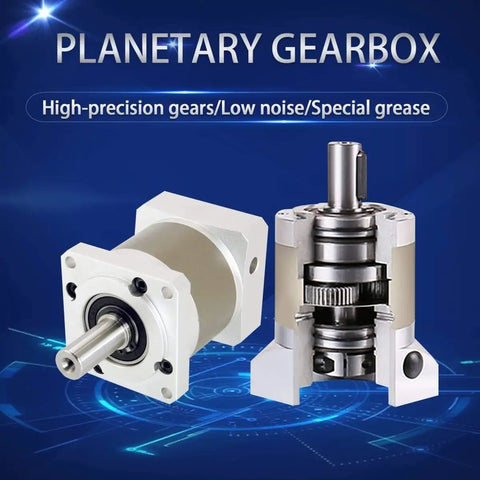 NEMA 23 Stepper Motor Planetary Gearbox Speed Reducer 50:1 IP65 with 7 arc-min backlash showing internal gears and 8mm shaft