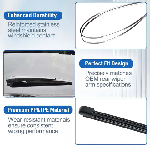 Close-up of Rear Windshield Wiper Blade for Honda CR V 2023 2024 2025, showcasing durable silicone and stainless steel components.