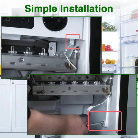 Ice Maker Bin Temperature Sensor Thermistor For Whirlpool Kenmore KitchenAid Jenn Air Ice Makers And Refrigerators RUHUALIFE Compatible Replacement Part 3021097 AP6022509 PS11755842 W10511923 installed in a refrigerator.