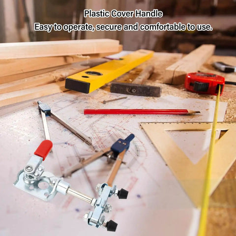 Stainless Steel Push Pull Toggle Clamp With Quick Release System 40kg Holding Capacity on workbench with tools
