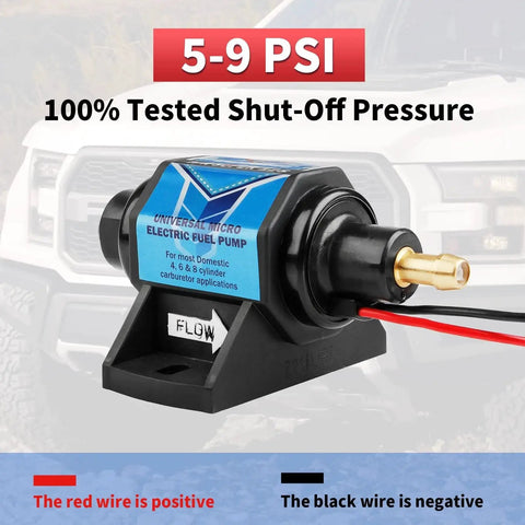 12V Electric Fuel Pump For Gasoline Engines, 5-9 PSI, 35 GPH, 5/16 Inch Inlet And Outlet, Universal Fit For Most 4, 6 And 8 Cylinder Carburetors, Mount Within 12 Inches Of Fuel Tank