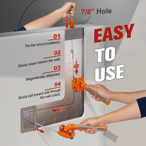 Tutorial using Powerful Magnetic Wire Puller For Electrical Wiring With Rare Earth Magnets And Stainless Steel Leader