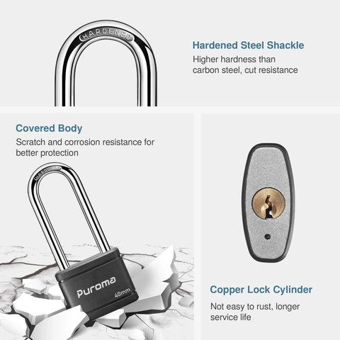 2 Pack Keyed Padlocks With 3 Keys Each 2.5 Inch Locker Locks 40mm Heavy Duty Shackle For Gate Fence Hasp Cabinet Toolbox School Gym Locker Black Weather Resistant Vinyl Covered Body And Hardened Steel For Enhanced Security