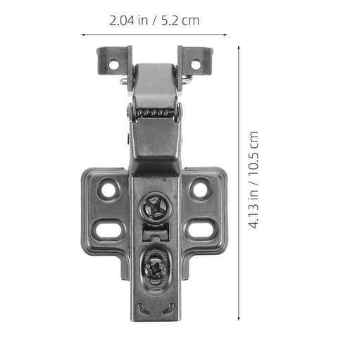 4 Pack Black Hydraulic Aluminum Frame Cabinet Hinges With No Slam Soft Close For Glass Doors And European Concealed Corner Cabinets In Kitchen And Wardrobe Smooth Silent Stainless Steel Hardware, front view showing dimensions.