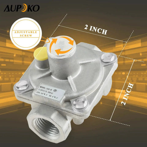Half Inch Gas Pressure Regulator For Natural Gas And LPG Interchange With Two Brass Half Inch NPT Adapters Dual Regulation Modes