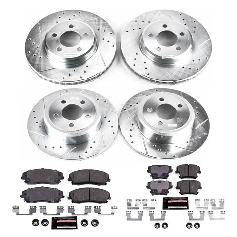 PowerStop front and rear brake kit with four drilled and slotted rotors and ceramic pads