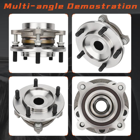 Beefy Front Wheel Hub and Bearing Assembly for Toyota Tundra 2007-2021 and Sequoia 2008-2022, 4WD Only, 5-Lug With ABS, multiple angles