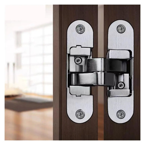 Invisible Hinge Set Zinc Alloy Concealed Cross Hinges With 3D Adjustable Mount For 180 Degree Folding Doors Multicolor