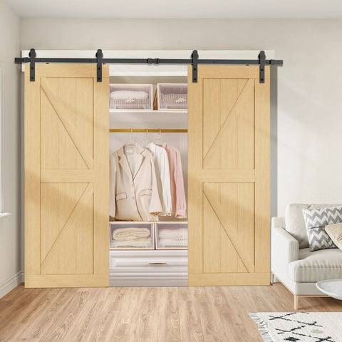 Heavy Duty 12 Foot Sliding Barn Door Hardware Kit For Double Doors With Ultra Quiet Smooth Operation And Easy Install Track System