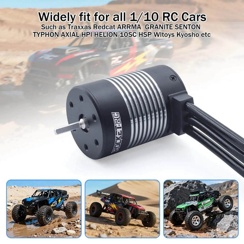 3650 Brushless Motor 2300KV High Speed Waterproof Beefy Torque for 1 to 10 Scale RC Cars and Trucks, front view