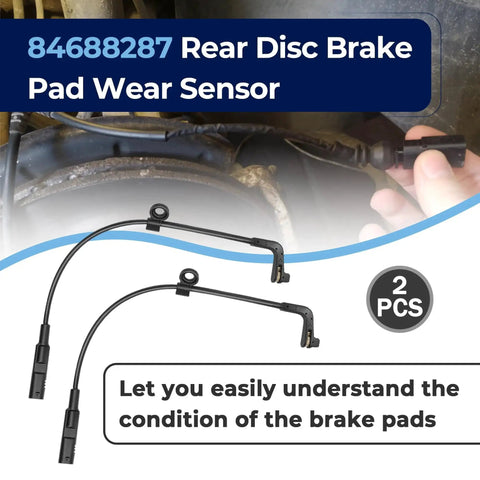 2-pack rear brake pad wear sensors, black, for 84688287/84474064, Chevy/GMC SUVs.