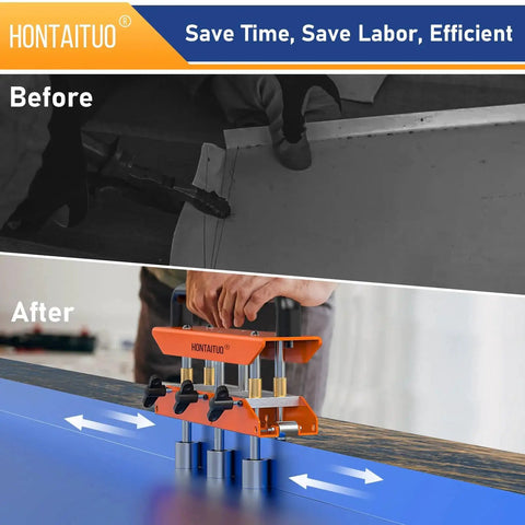 Before and after using Three Station Edge Roller Bender For Metal Roofing And Sheet Metal Projects With 0 To 90 Degree Bends.