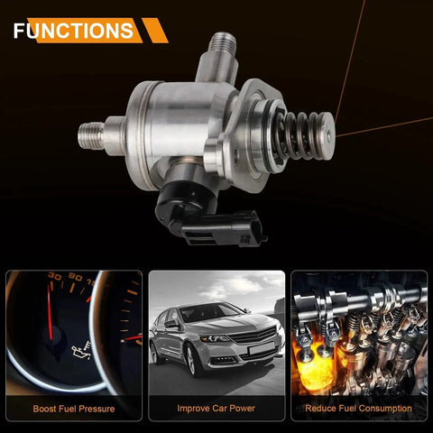 High Pressure Fuel Pump For Chevy Equinox Traverse Impala Camaro Colorado And More Fits GMC Terrain Canyon Buick Enclave LaCrosse Cadillac SRX CTS XTS ATS 2010 To 2021 Replaces GDP106 12641740 with functions of boosting fuel pressure, improving car power, and reducing fuel consumption.