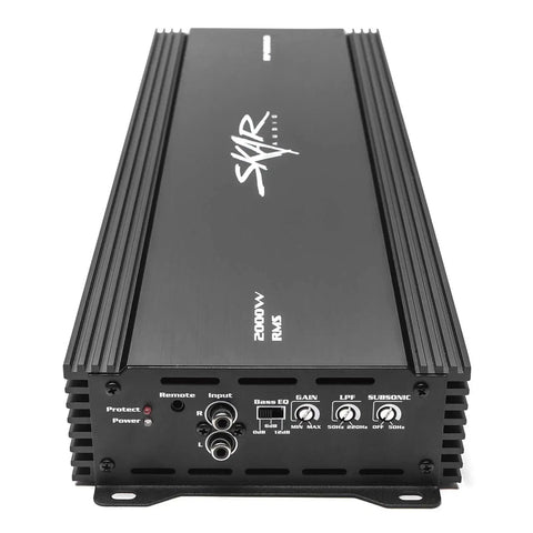 RP-2000.1D Beefy Monoblock Class D MOSFET Car Amp with Remote Subwoofer Level Control and Bass Boost at 45Hz, front view