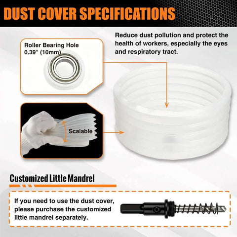 6 1/4 Inch Bi Metal Hole Saw Kit dust cover with specs and customized little mandrel details, includes arbor and drill bits.