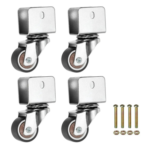 1 Inch Swivel Caster Wheels Set, 4 Pieces, 0.7 Inch U Bracket Opening, 55 Lb Capacity Per Caster, Brown, screws included