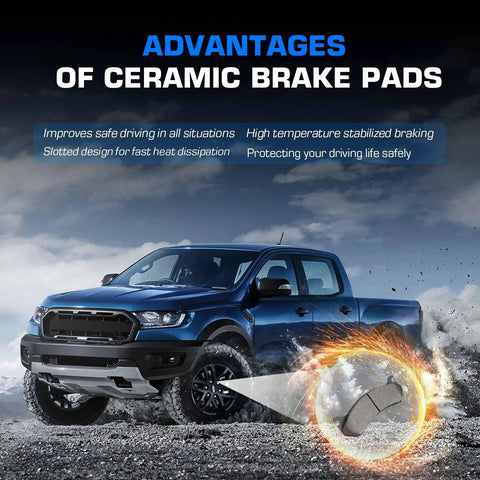 ILONPA ceramic brake pads set with hardware, 8 pcs, front/rear, for Chevy Silverado/GMC Sierra