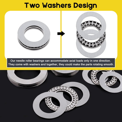 Mardatt 24-piece thrust needle roller bearings with washers set, AXK3552 AXK2035 AXK2542, chromium steel rollers