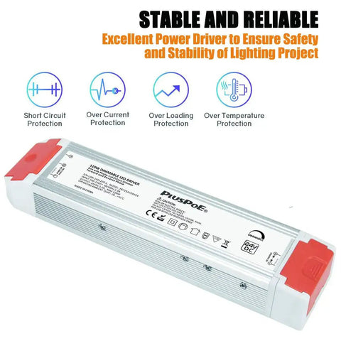 120W Dimmable LED Driver 24V AC To DC Power Supply For Dimming 24V LED Lights And Strips Compatible With Lutron Leviton ABB