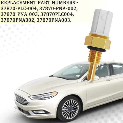 Engine Coolant Temperature Sensor For Honda Cars SamWinGear 37870 PLC 004 37870PNA003 shown next to a car, metal and plastic build.