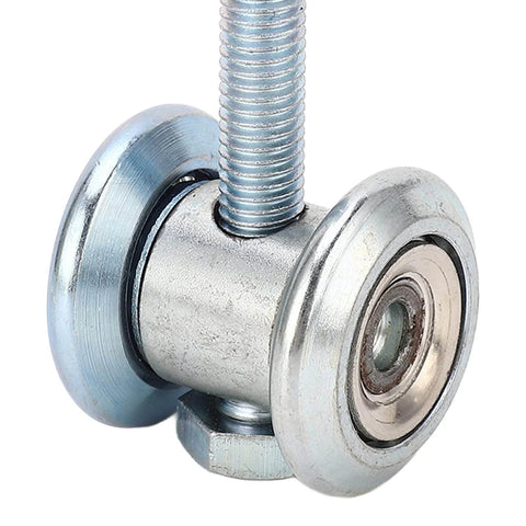 Close-up of M10 Stainless Steel Track Roller Wheel 38mm for Heavy Duty Sliding Doors and Gates Rust Resistant Roller with Thick Galvanized Coating Built for Pros and DIYers Space Saving Design