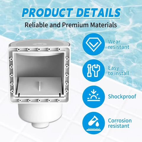 Universal Above Ground Pool Skimmer Kit With Accessories For Standard 6 Inch Wall Openings showing wear resistance features.
