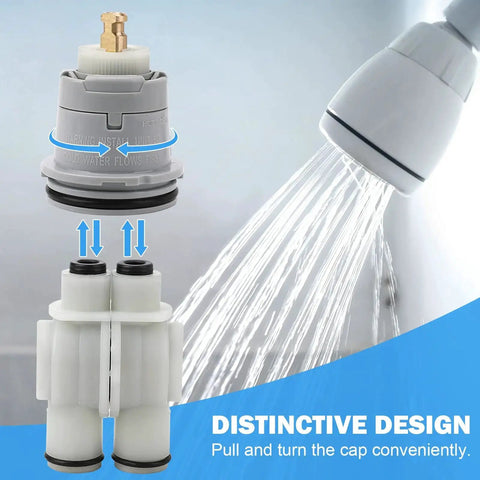RP46074 Shower Valve Cartridge Replacement Kit For Delta 13/14 Series showing installation and water flow