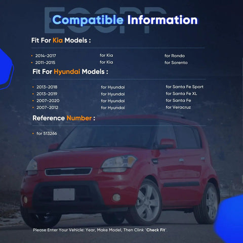 Image showing vehicle compatibility chart for Front Wheel Hub And Bearing Assembly 513266 2Pcs Set with red car.