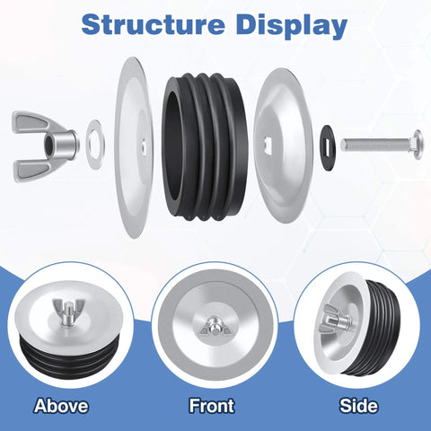 1 Pack 4 Inch End Of Pipe Gripper Mechanical Plug With Galvanized Screw And Wing Nut For Outdoor Sewer Cleanout Drain Airtight Gasket