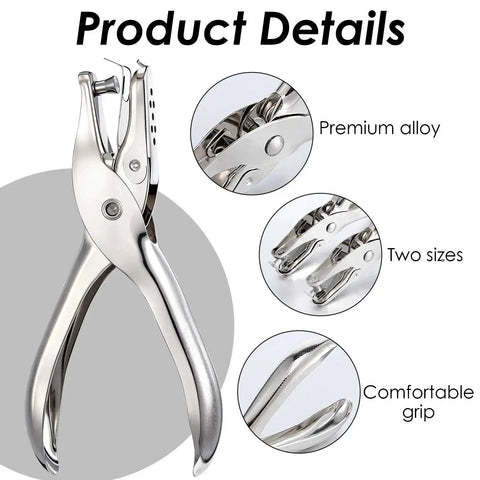 Product details of Two Piece Handheld Hole Punch Set With One Quarter Inch And One Eighth Inch Circle Punches showing features