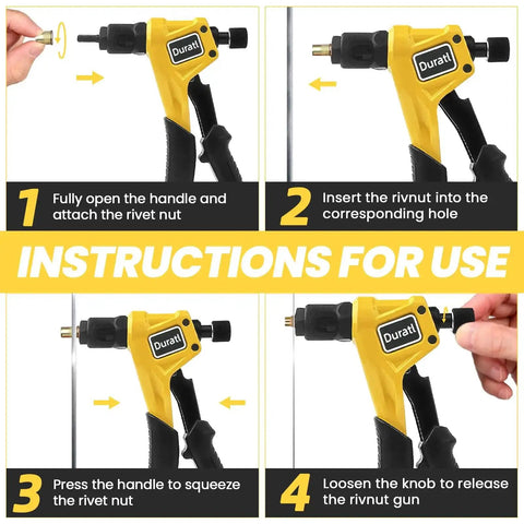 Rivet Nut Tool Kit For Tight Spaces 8 Inch Right Angle Hand Rivnut Tool With 96 Rivnuts And 8 Mandrels usage instructions