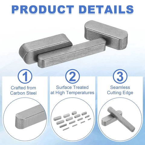 Round Ended Feather Key Set 30x8x7 Mm Carbon Steel 5 Pcs for Parallel Drive Shafts and Fasteners in Mechanical Industry